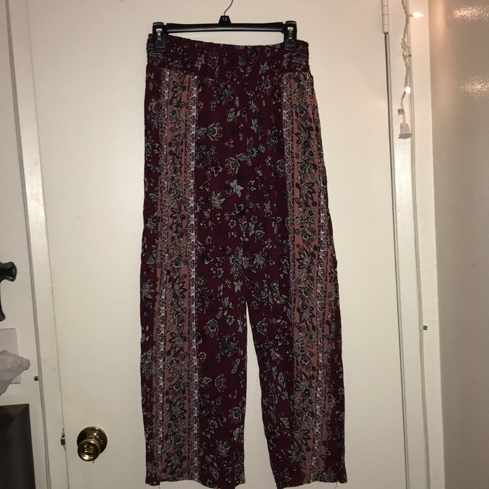 Floral Patterned Stretchy Loose Pants